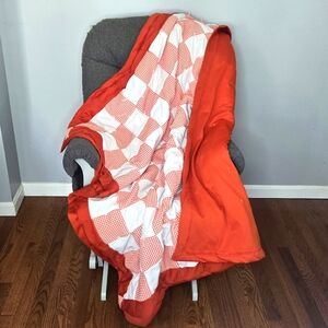 VTG Retro Mcm Quilt Tied Square Patchwork Double Knit Polyester Yarn Ties 50x60‎